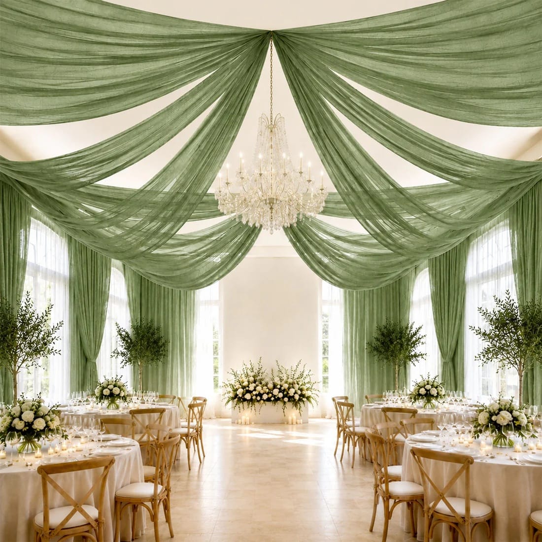 10 x 32 feet Ceiling Drape Extra Long Wedding Backdrop