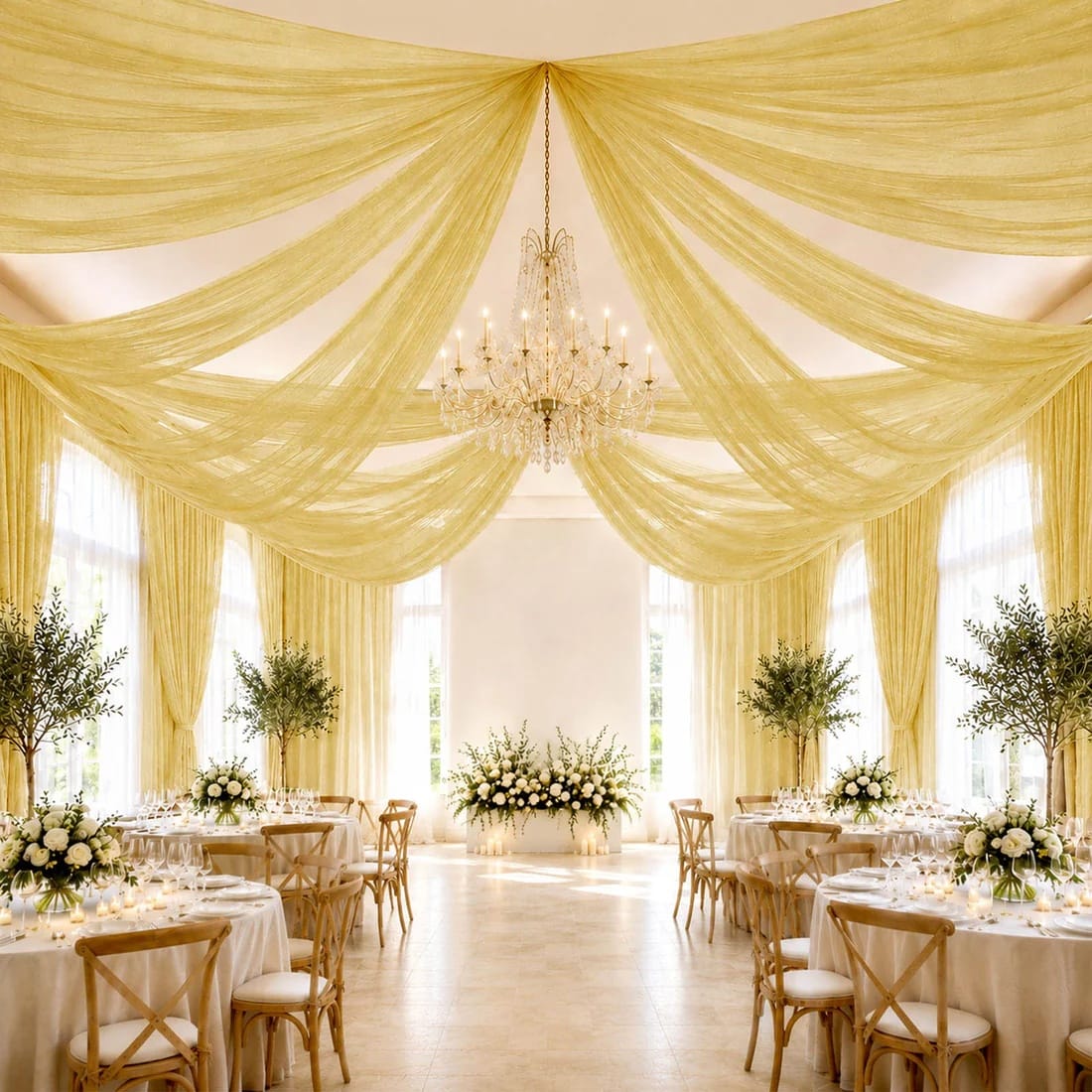 10 x 32 feet Ceiling Drape Extra Long Wedding Backdrop