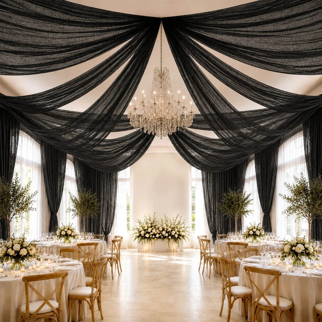 10 x 32 feet Ceiling Drape Extra Long Wedding Backdrop