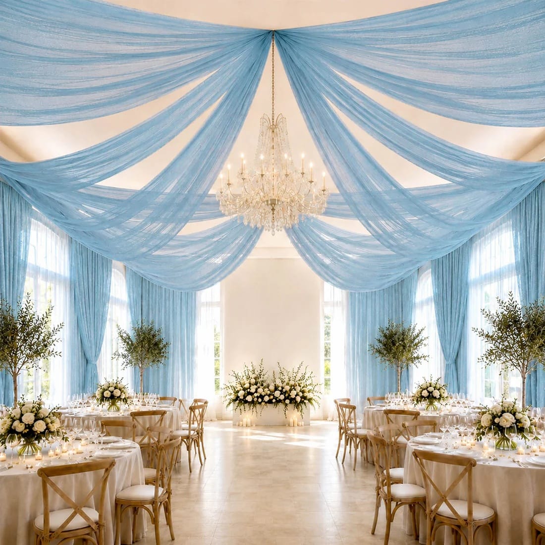 10 x 32 feet Ceiling Drape Extra Long Wedding Backdrop