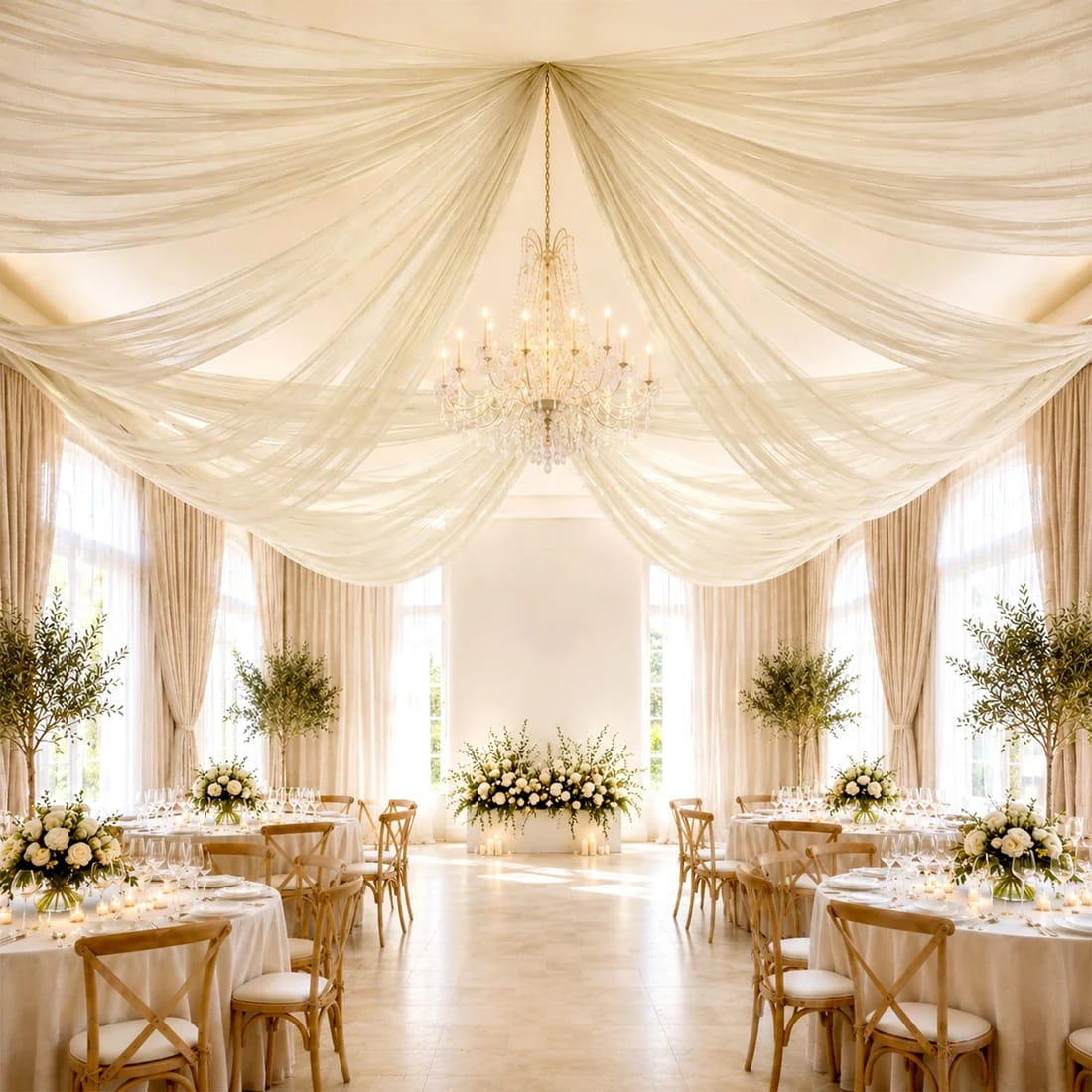 10 x 32 feet Ceiling Drape Extra Long Wedding Backdrop