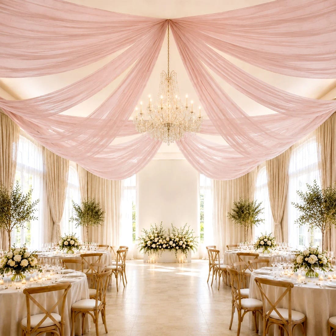10 x 32 feet Ceiling Drape Extra Long Wedding Backdrop