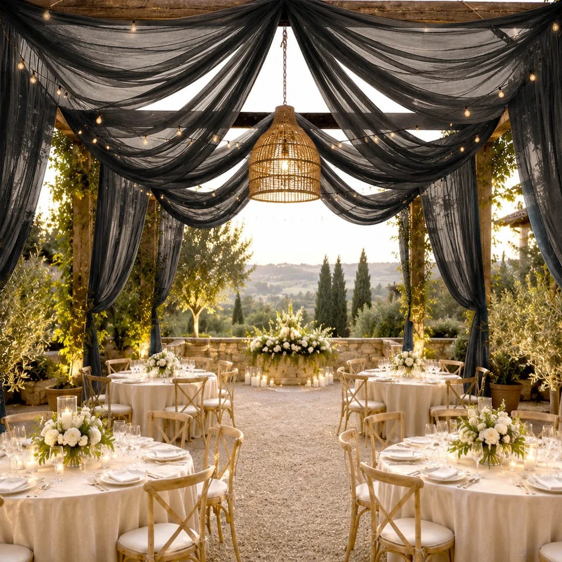 10 x 32 feet Ceiling Drape Extra Long Wedding Backdrop