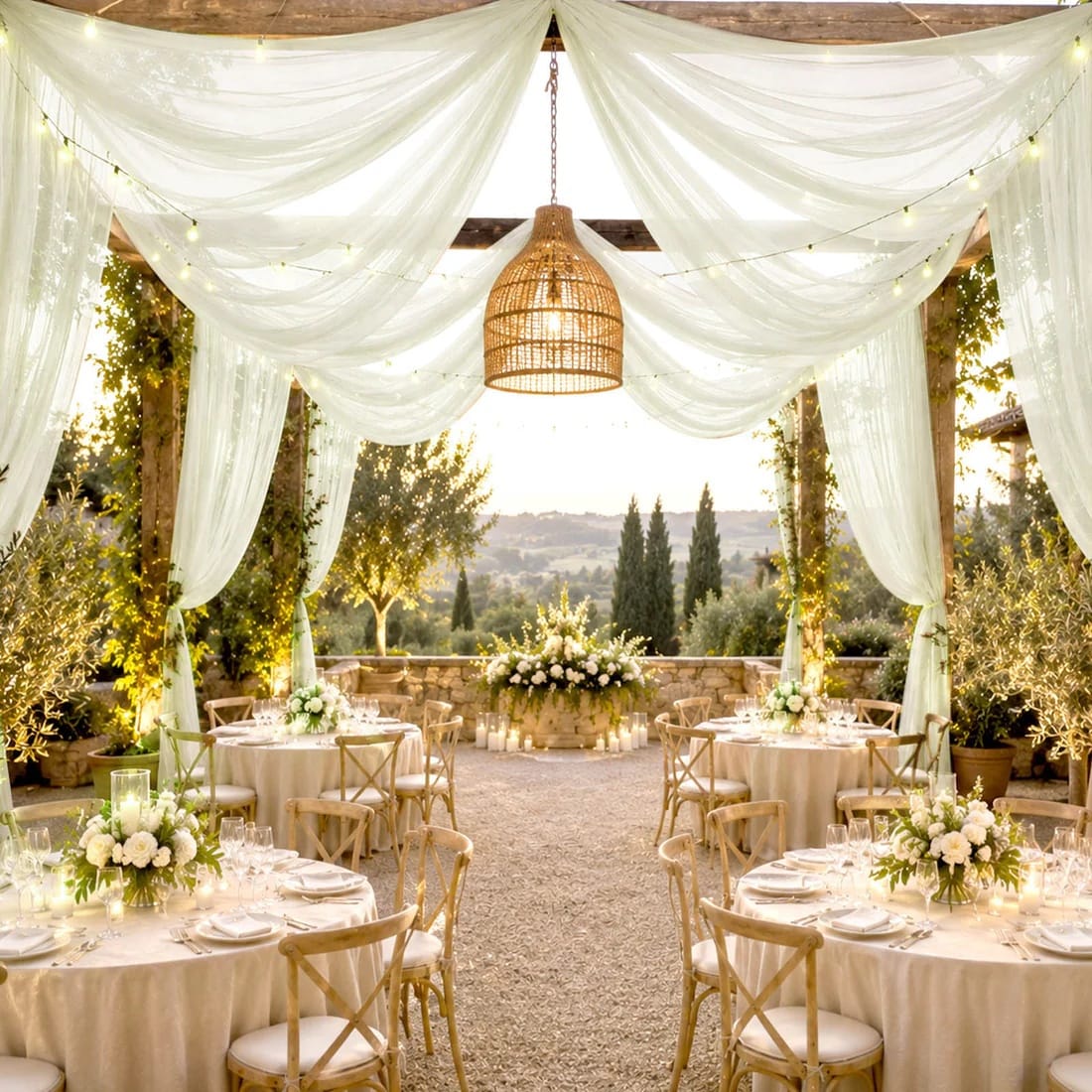 10 x 32 feet Ceiling Drape Extra Long Wedding Backdrop
