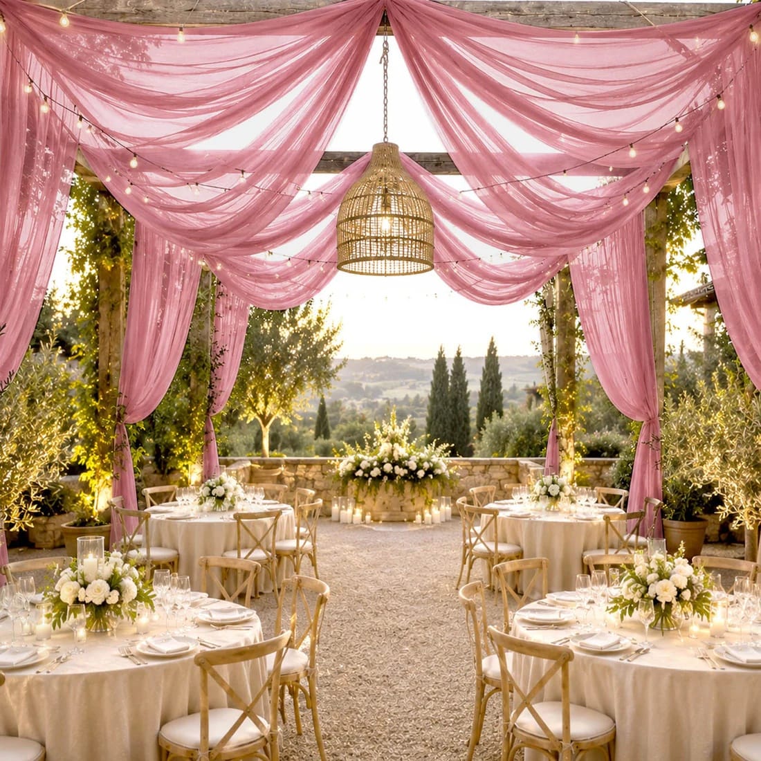 10 x 32 feet Ceiling Drape Extra Long Wedding Backdrop