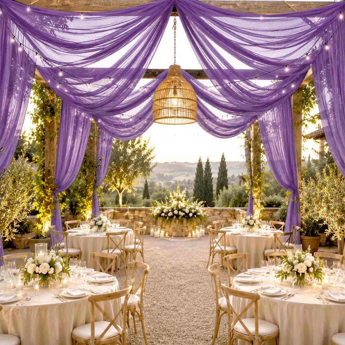 10 x 32 feet Ceiling Drape Extra Long Wedding Backdrop