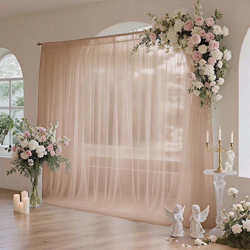 10x10 feet Sheer Curtain Backdrop Wedding Drapery Panel