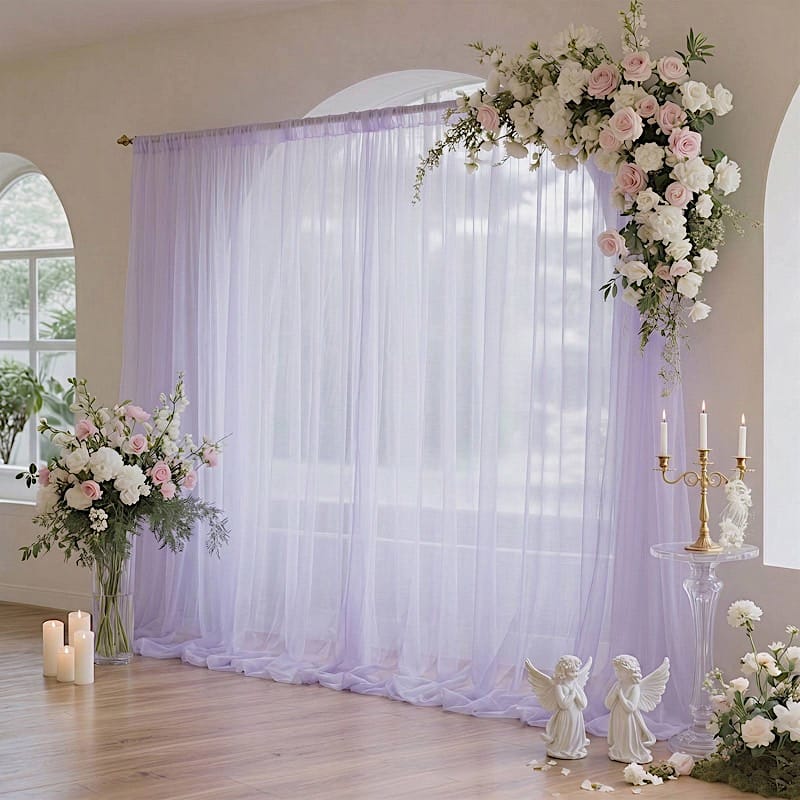 10x10 feet Sheer Curtain Backdrop Wedding Drapery Panel