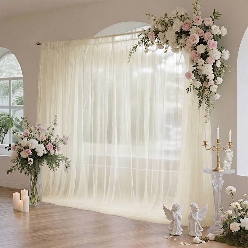 10x10 feet Sheer Curtain Backdrop Wedding Drapery Panel