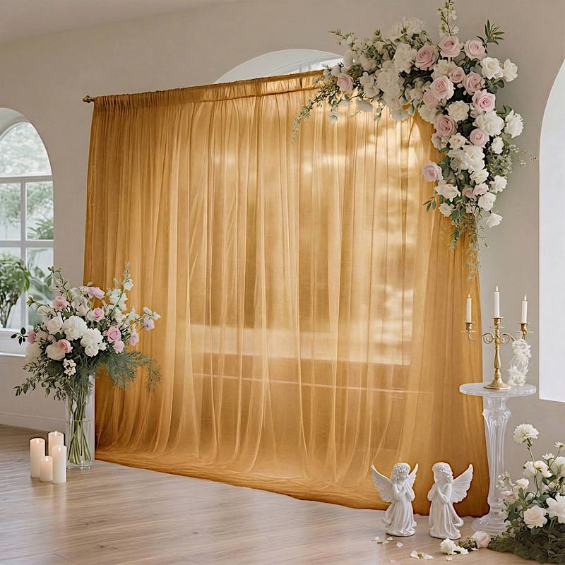 10x10 feet Sheer Curtain Backdrop Wedding Drapery Panel