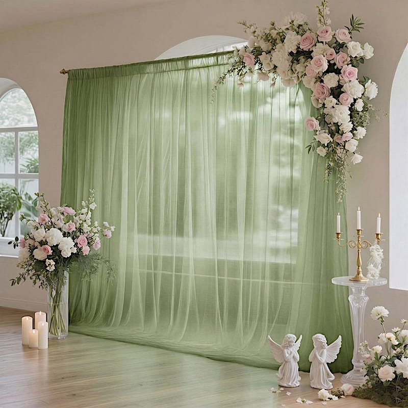 10x10 feet Sheer Curtain Backdrop Wedding Drapery Panel