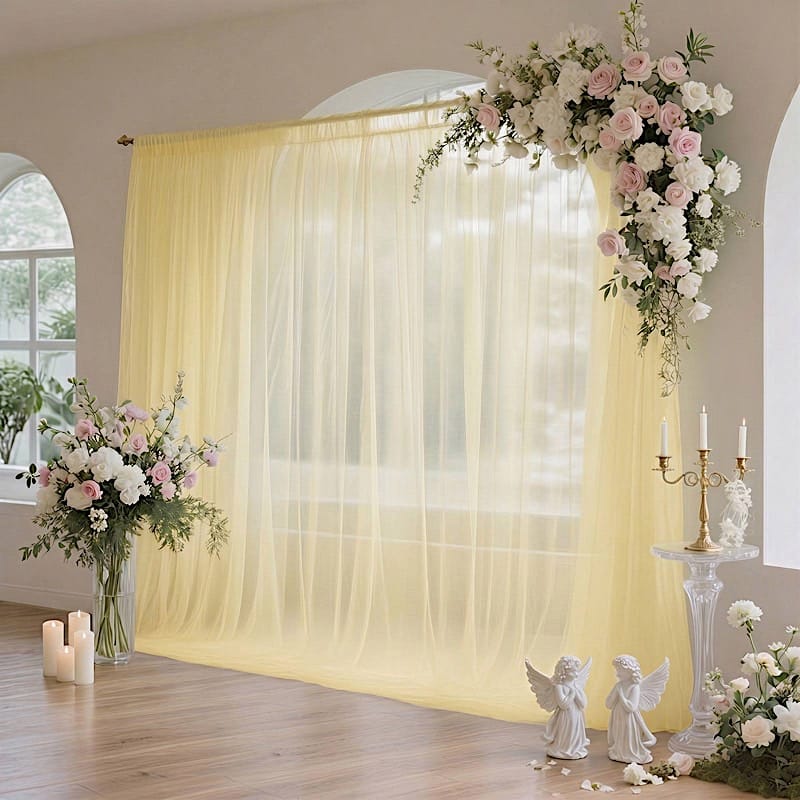 10x10 feet Sheer Curtain Backdrop Wedding Drapery Panel