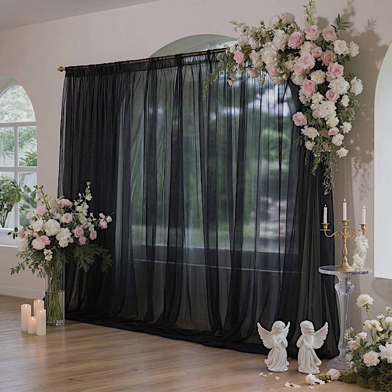 10x10 feet Sheer Curtain Backdrop Wedding Drapery Panel