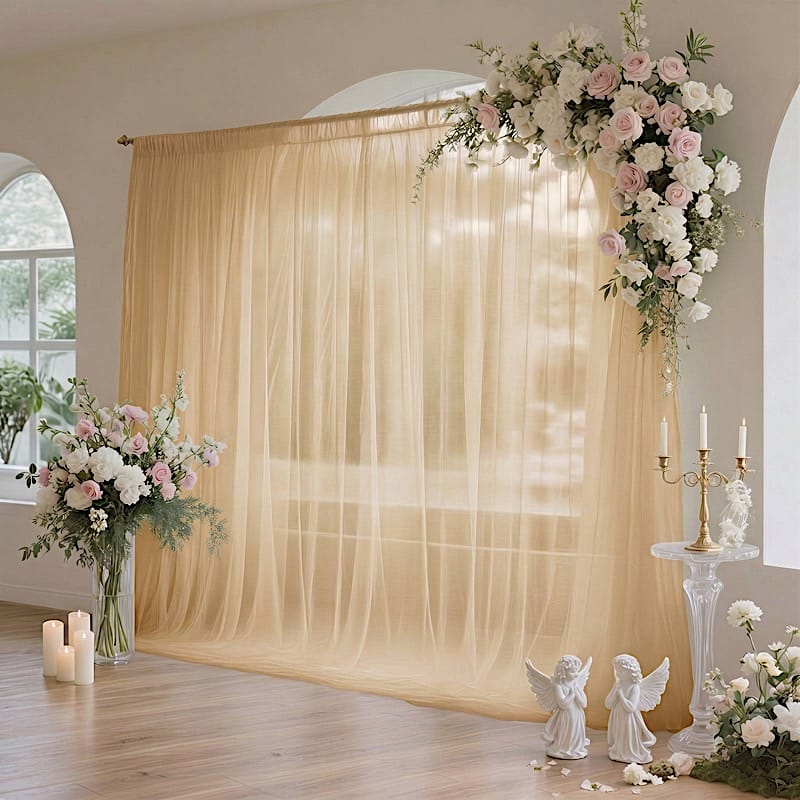 10x10 feet Sheer Curtain Backdrop Wedding Drapery Panel