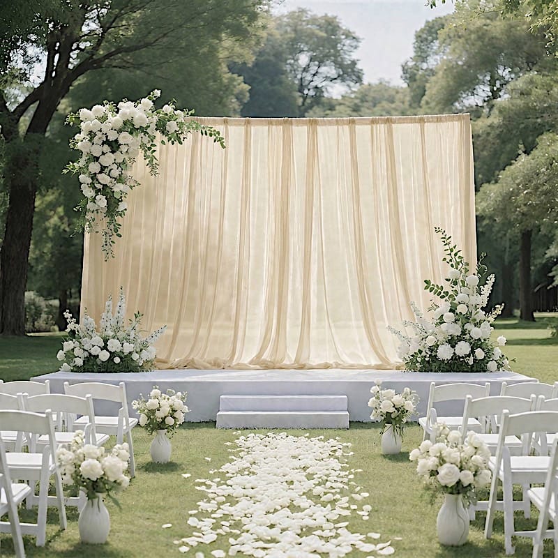 10x10 feet Sheer Curtain Backdrop Wedding Drapery Panel