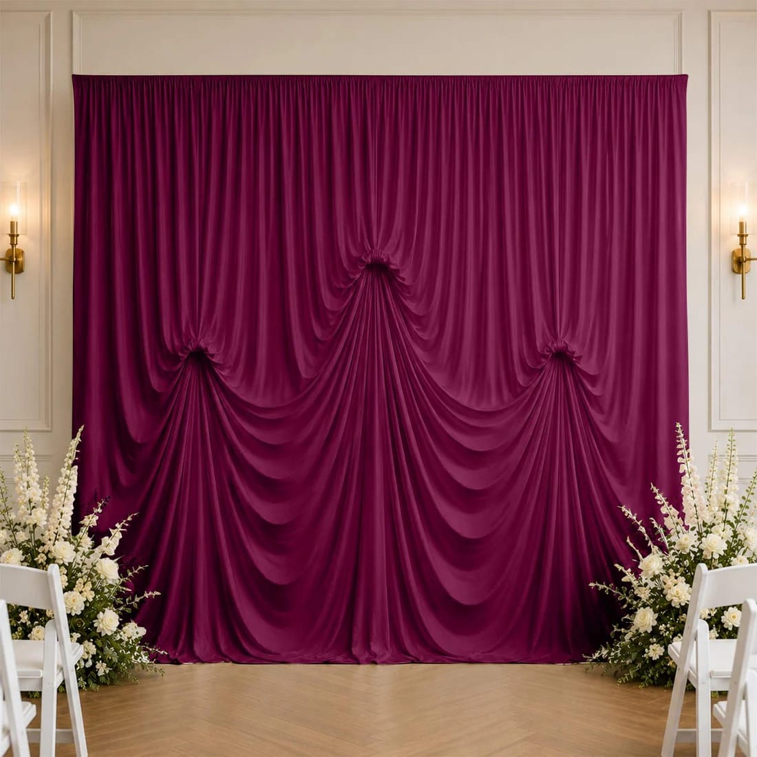 13 ft x 20 ft Spandex Backdrop Curtain Pre-Sewn with 3 Adjustable Ribbon Ties