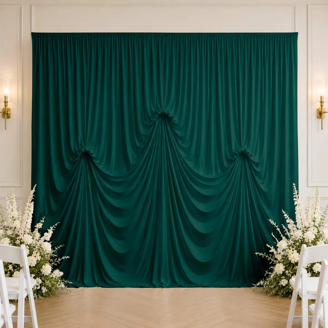 13 ft x 20 ft Spandex Backdrop Curtain Pre-Sewn with 3 Adjustable Ribbon Ties