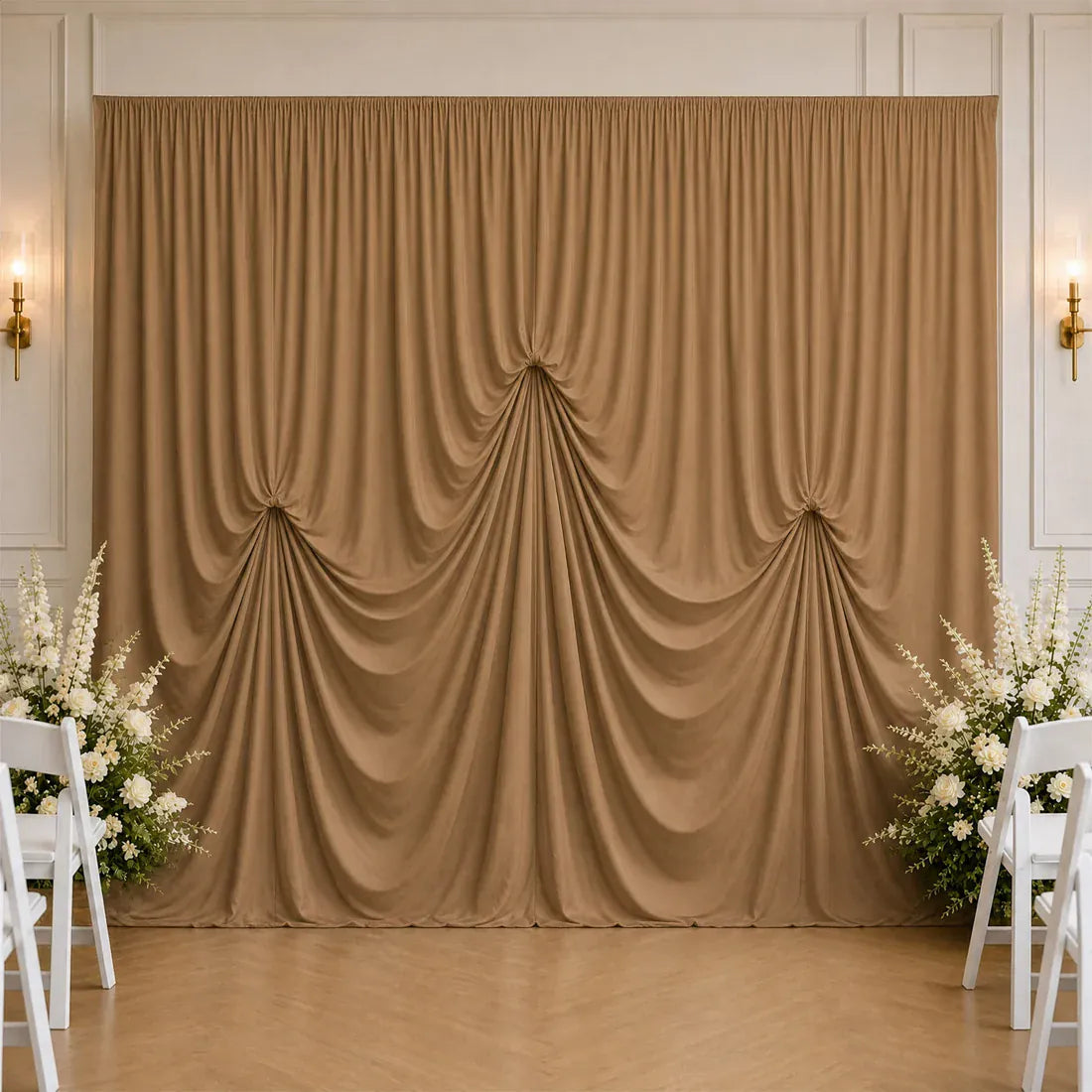 13 ft x 20 ft Spandex Backdrop Curtain Pre-Sewn with 3 Adjustable Ribbon Ties