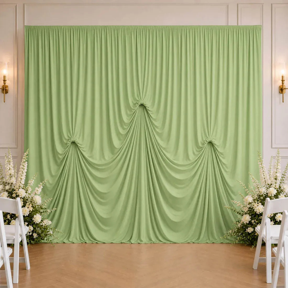 13 ft x 20 ft Spandex Backdrop Curtain Pre-Sewn with 3 Adjustable Ribbon Ties