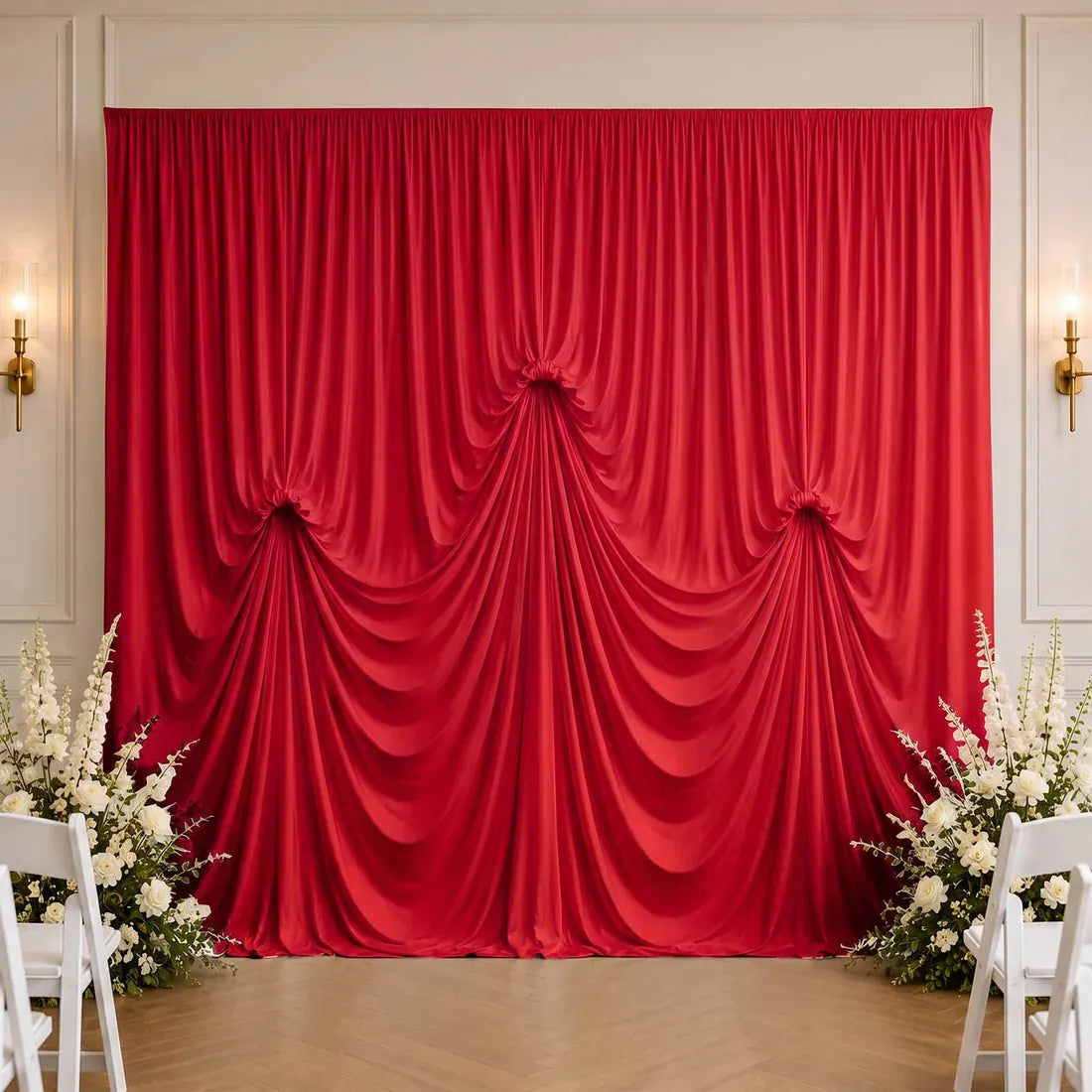 13 ft x 20 ft Spandex Backdrop Curtain Pre-Sewn with 3 Adjustable Ribbon Ties