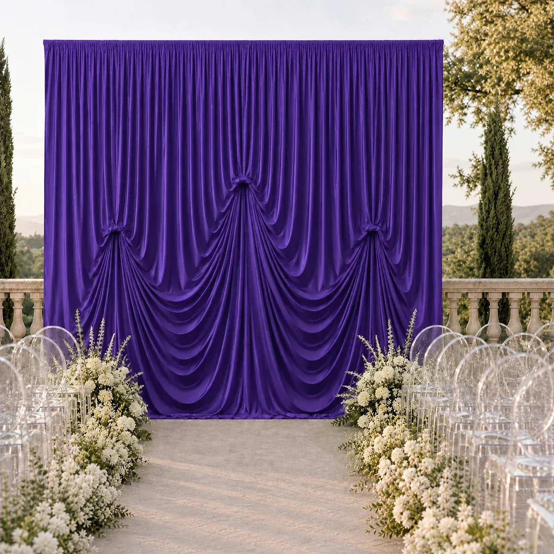13 ft x 20 ft Spandex Backdrop Curtain Pre-Sewn with 3 Adjustable Ribbon Ties