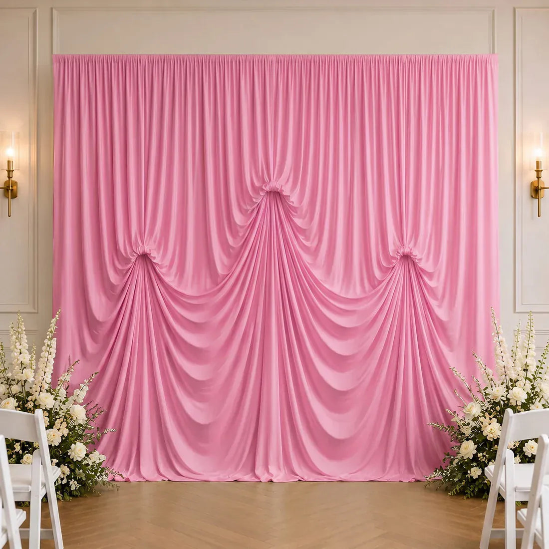 13 ft x 20 ft Spandex Backdrop Curtain Pre-Sewn with 3 Adjustable Ribbon Ties