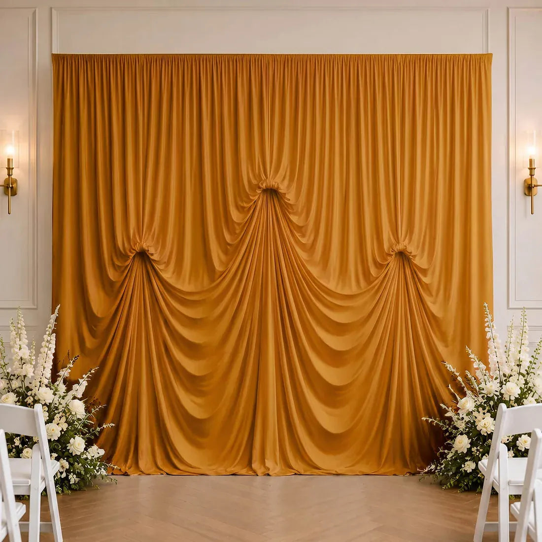 13 ft x 20 ft Spandex Backdrop Curtain Pre-Sewn with 3 Adjustable Ribbon Ties
