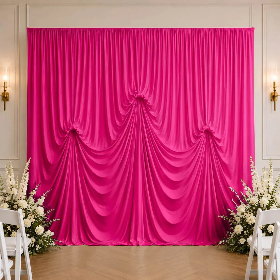 13 ft x 20 ft Spandex Backdrop Curtain Pre-Sewn with 3 Adjustable Ribbon Ties
