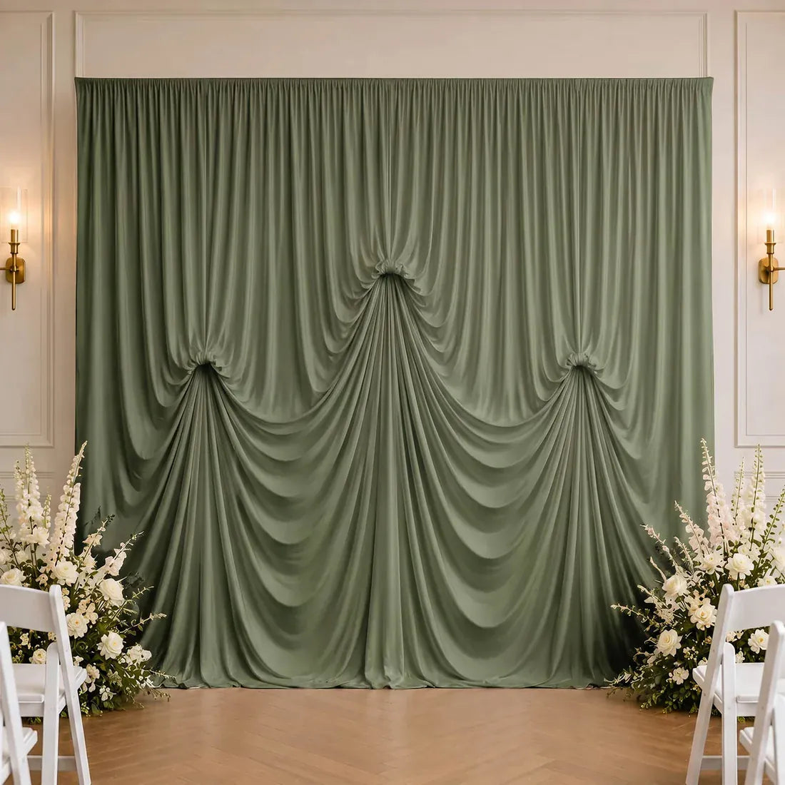 13 ft x 20 ft Spandex Backdrop Curtain Pre-Sewn with 3 Adjustable Ribbon Ties
