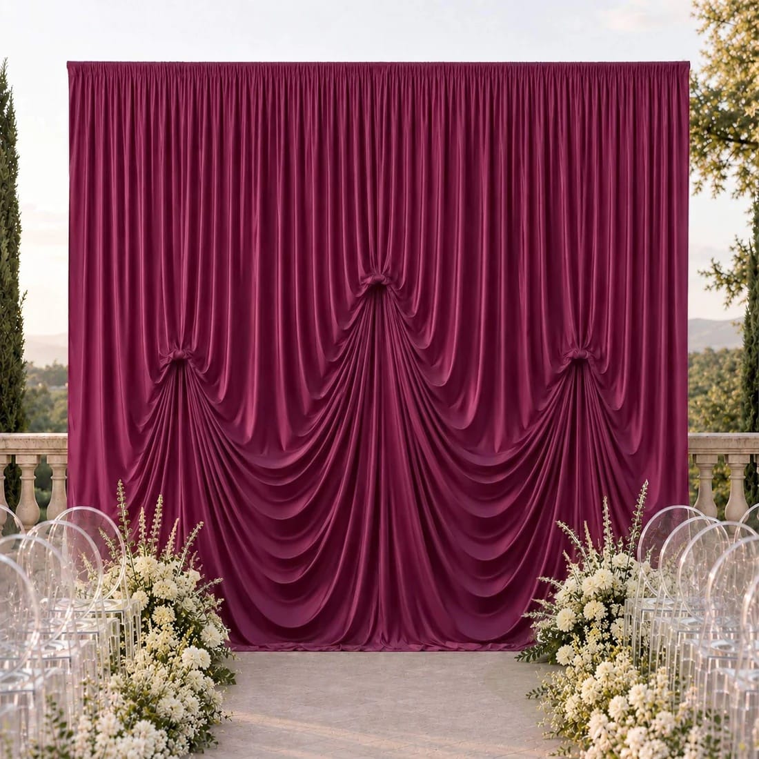 13 ft x 20 ft Spandex Backdrop Curtain Pre-Sewn with 3 Adjustable Ribbon Ties