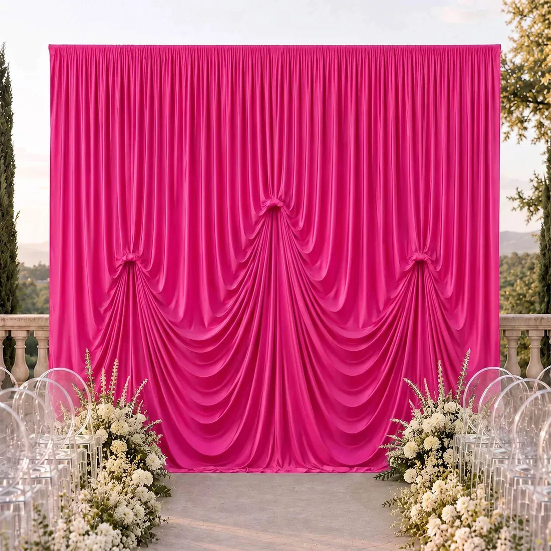 13 ft x 20 ft Spandex Backdrop Curtain Pre-Sewn with 3 Adjustable Ribbon Ties