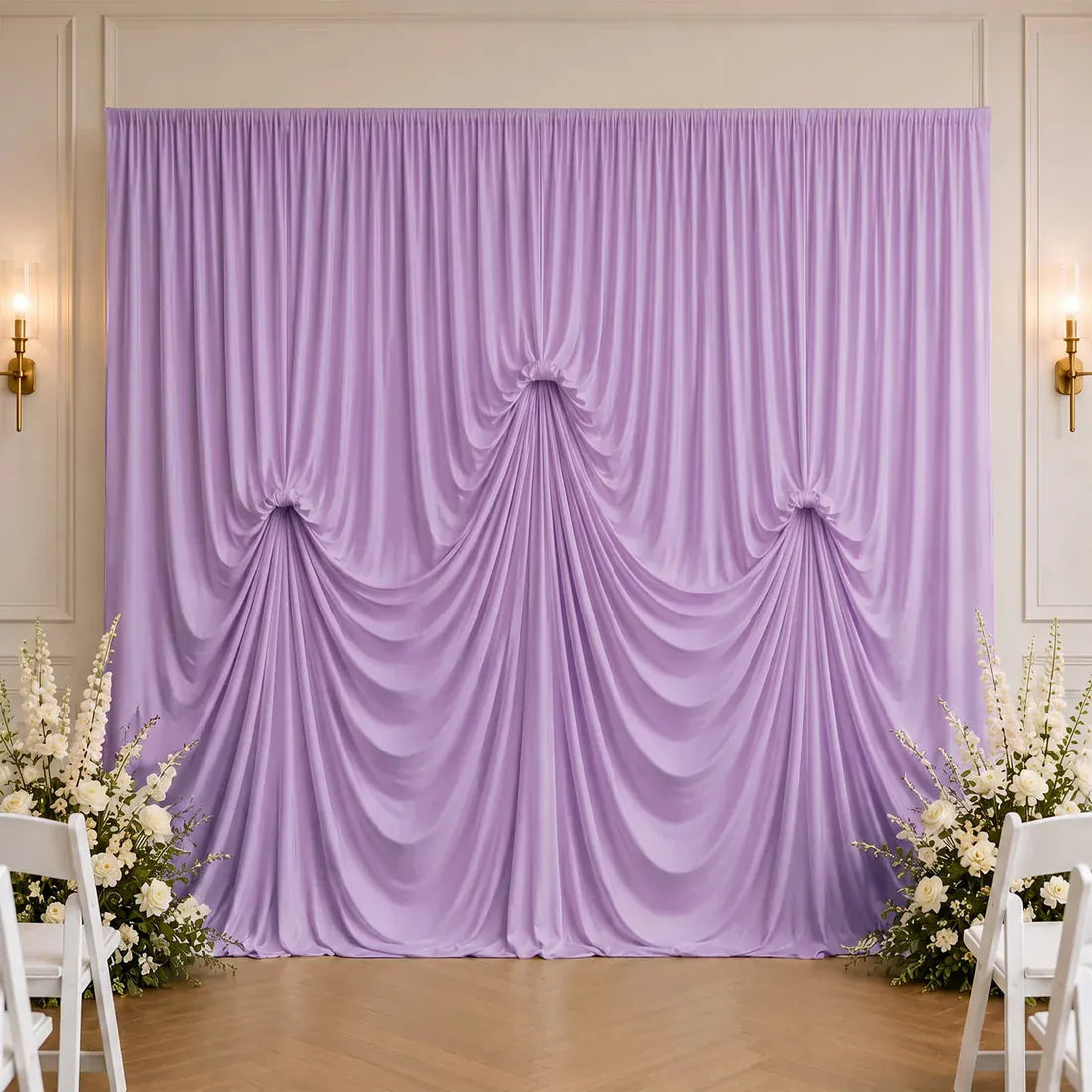 13 ft x 20 ft Spandex Backdrop Curtain Pre-Sewn with 3 Adjustable Ribbon Ties