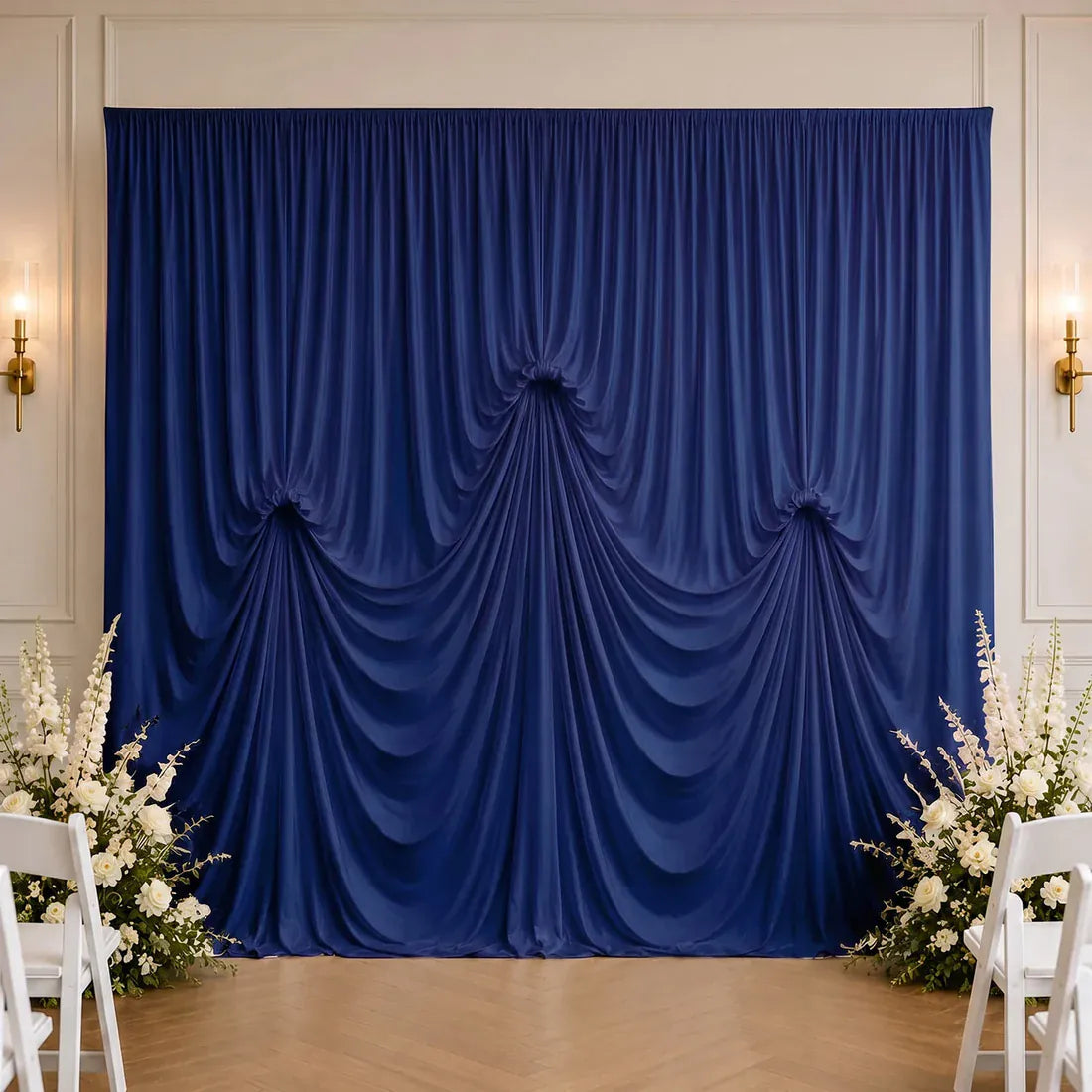 13 ft x 20 ft Spandex Backdrop Curtain Pre-Sewn with 3 Adjustable Ribbon Ties