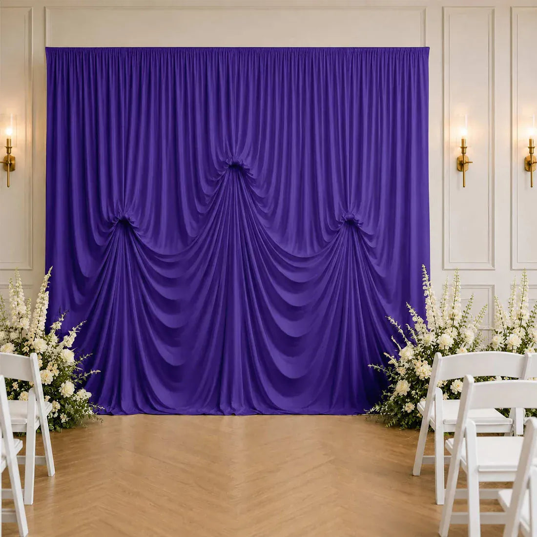 13 ft x 20 ft Spandex Backdrop Curtain Pre-Sewn with 3 Adjustable Ribbon Ties