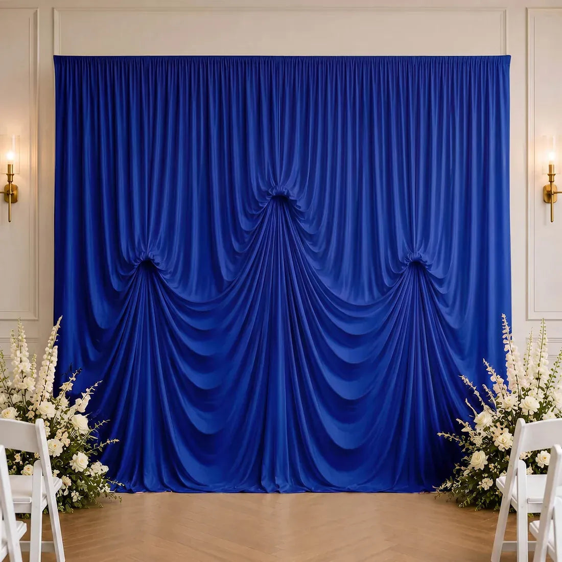13 ft x 20 ft Spandex Backdrop Curtain Pre-Sewn with 3 Adjustable Ribbon Ties