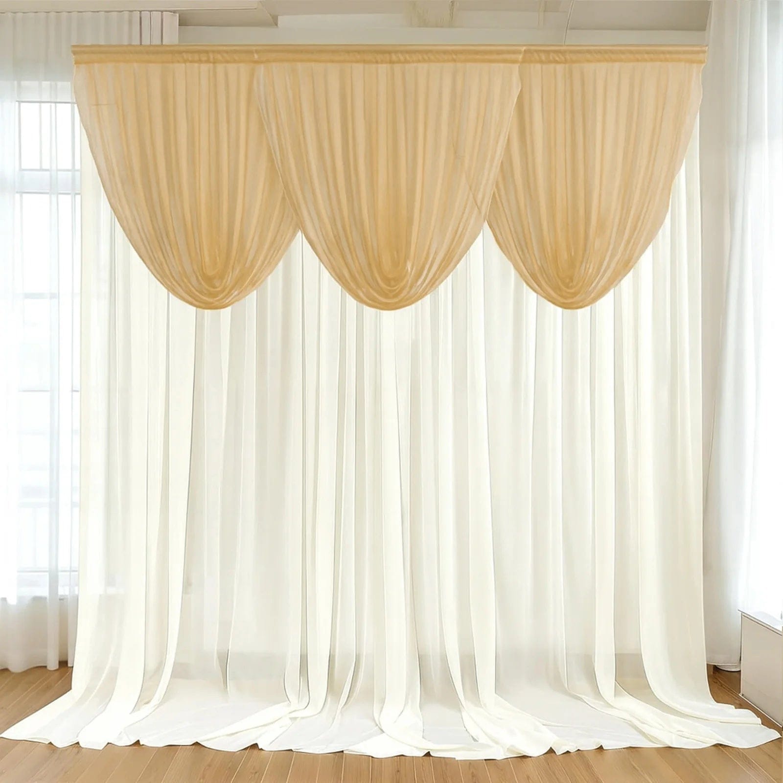 4x4 feet Sheer Chiffon Valance Curtain Backdrop Drapery Panel