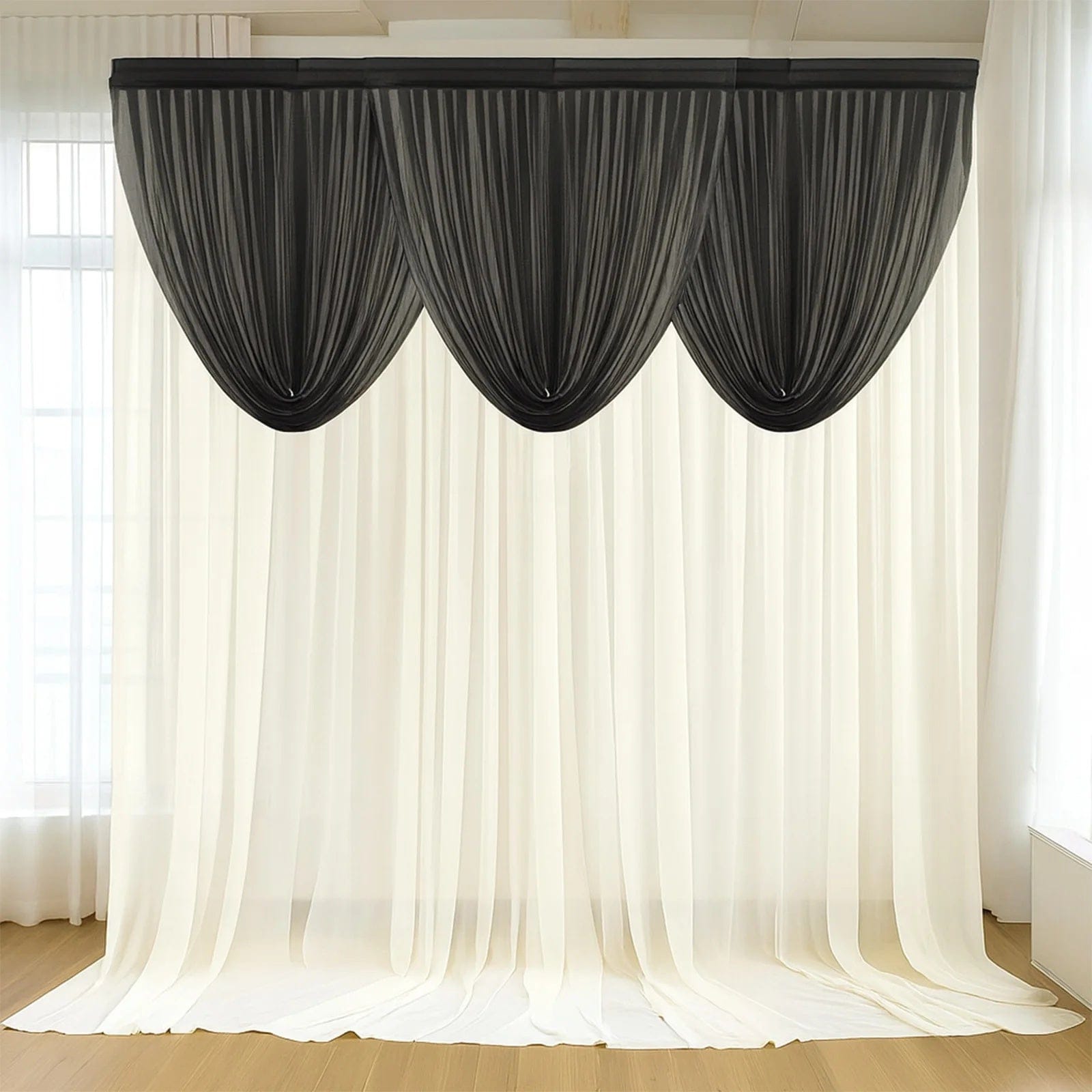 4x4 feet Sheer Chiffon Valance Curtain Backdrop Drapery Panel