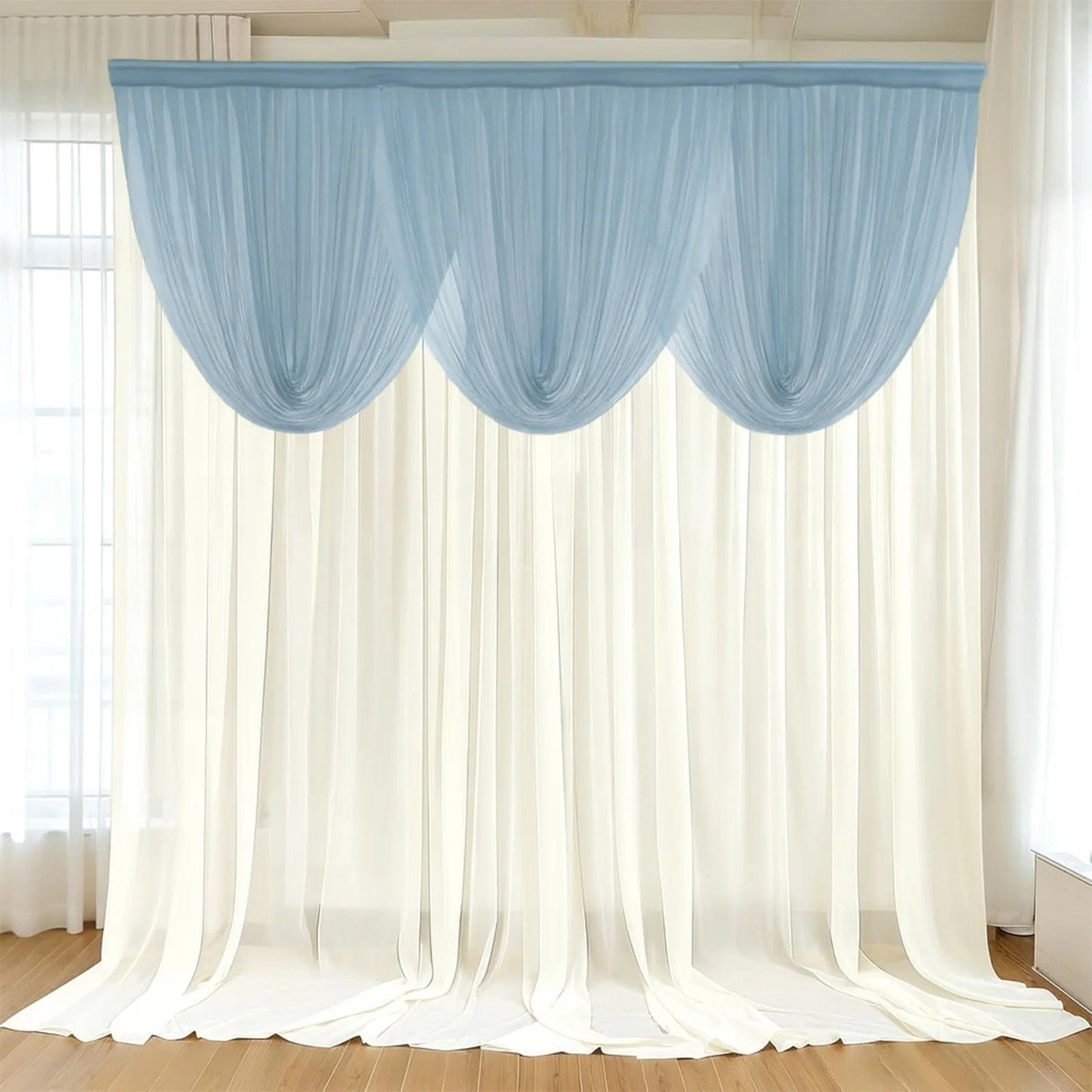 4x4 feet Sheer Chiffon Valance Curtain Backdrop Drapery Panel