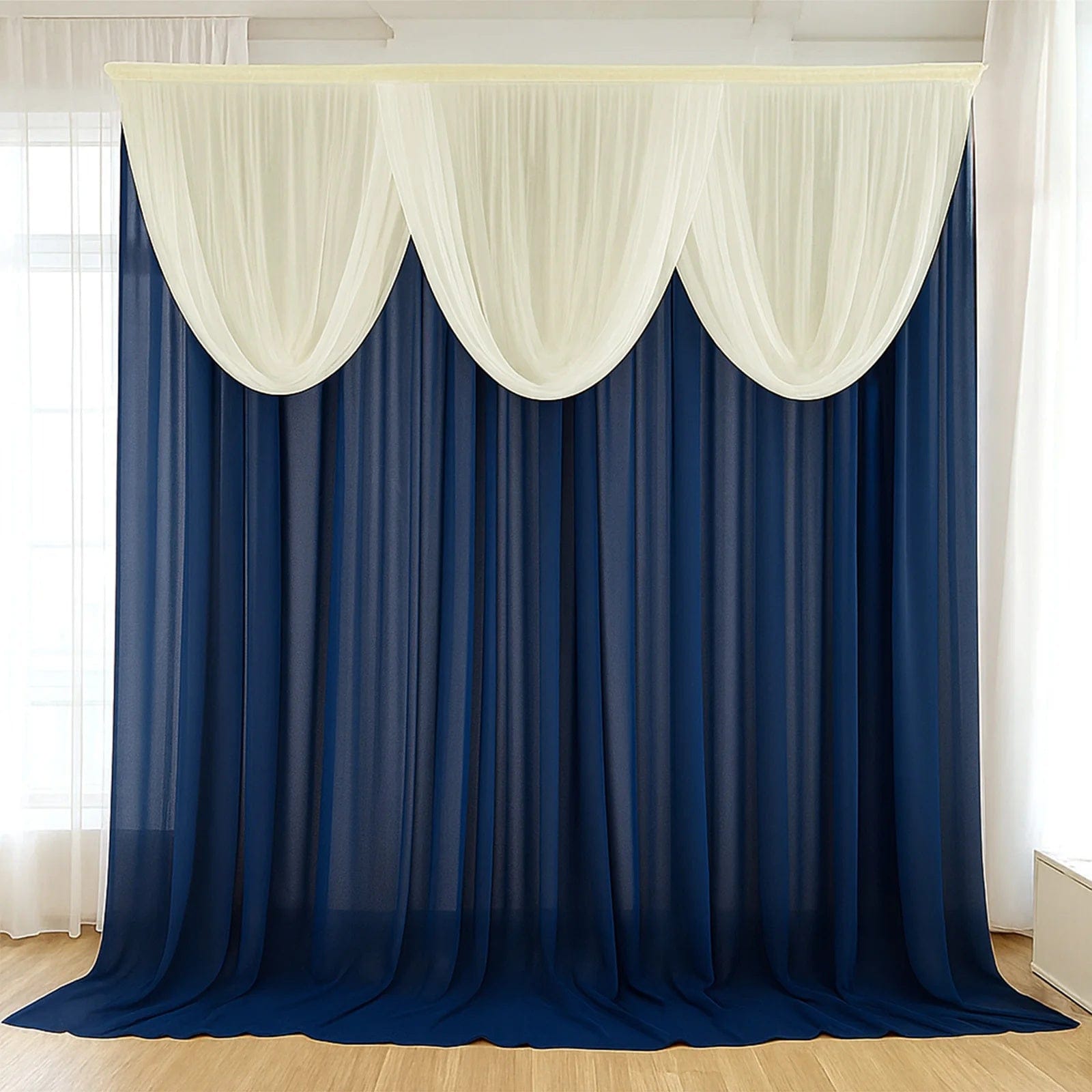4x4 feet Sheer Chiffon Valance Curtain Backdrop Drapery Panel