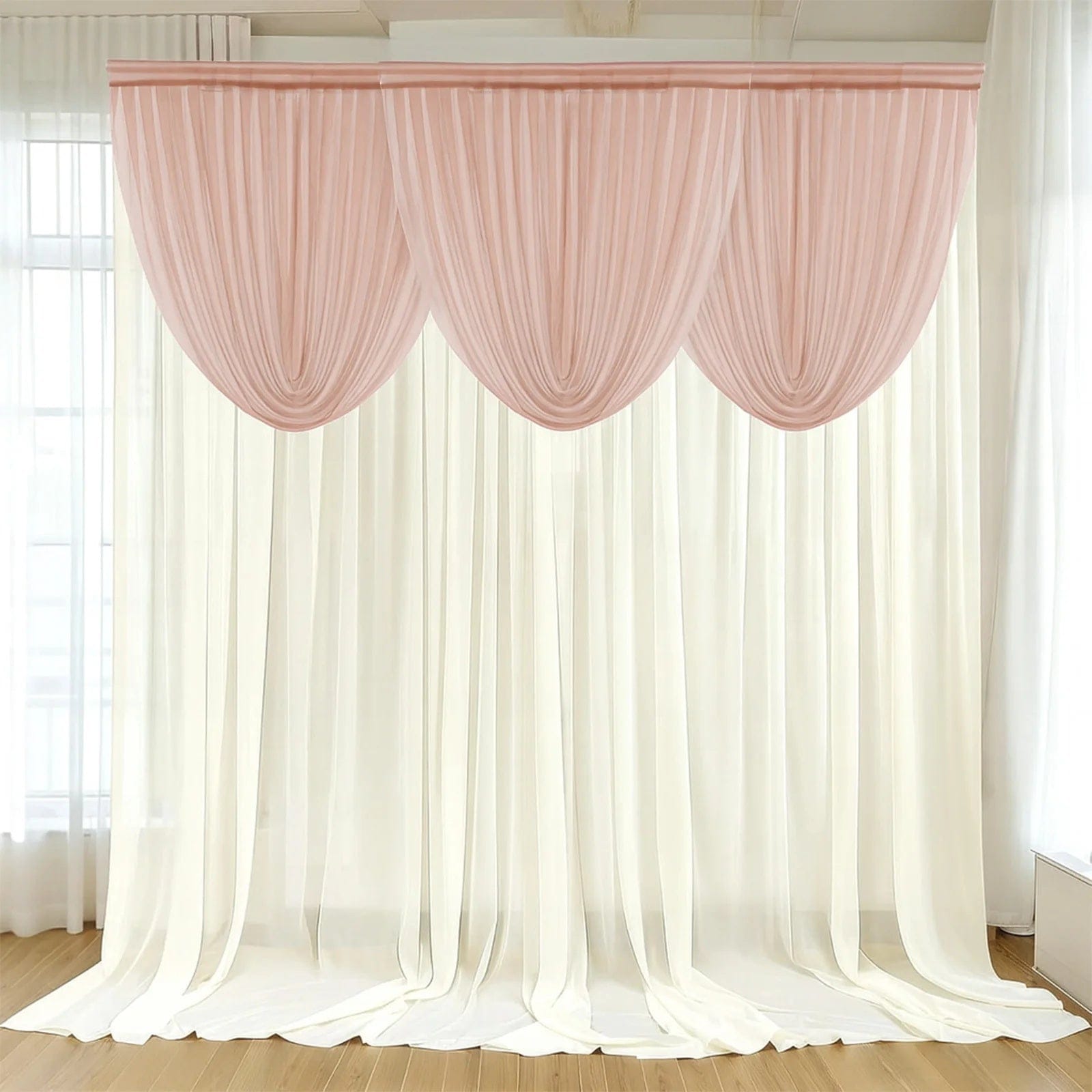 4x4 feet Sheer Chiffon Valance Curtain Backdrop Drapery Panel