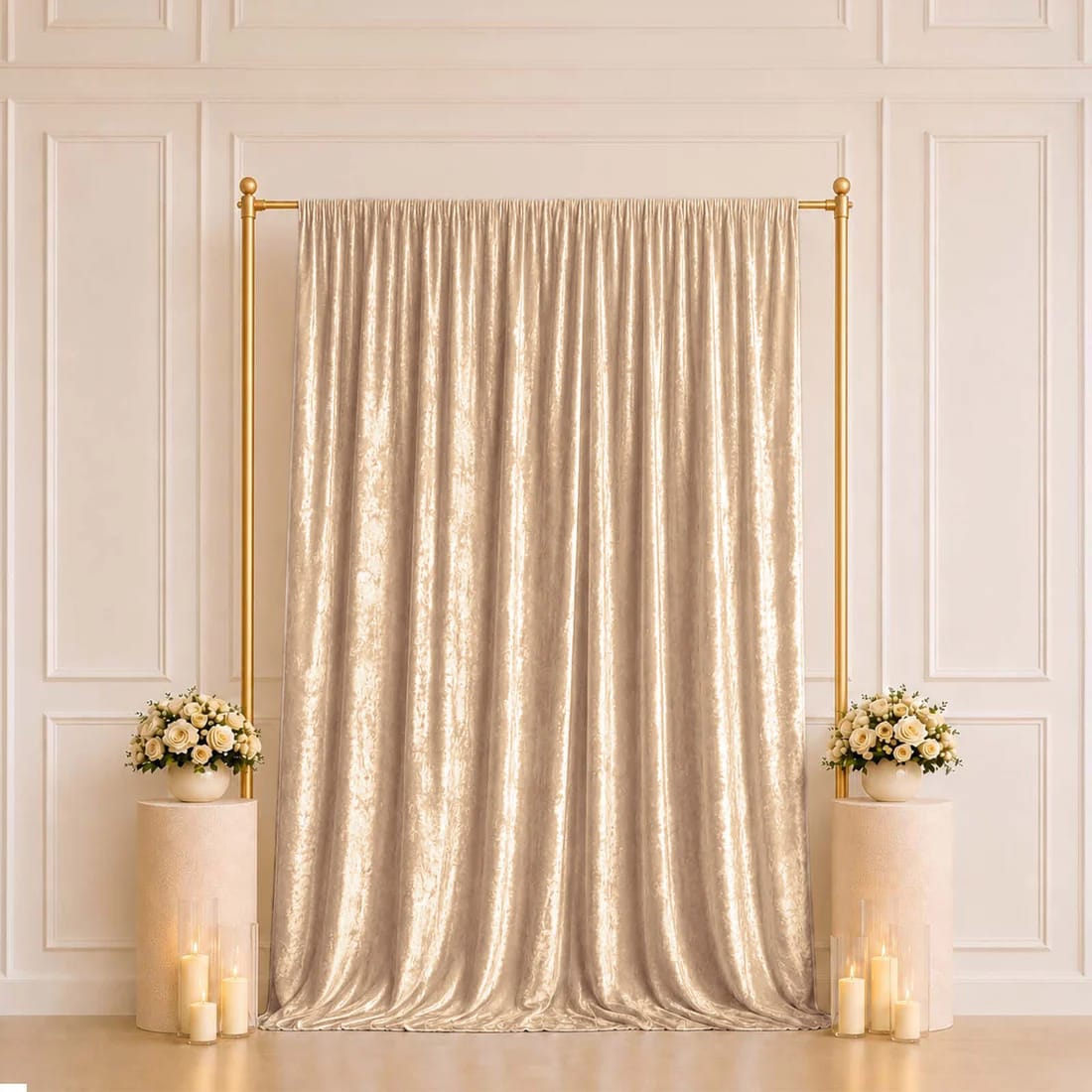 5 feet x 10 feet Crushed Velvet Backdrop Curtain 70% Blackout with Rod Pocket