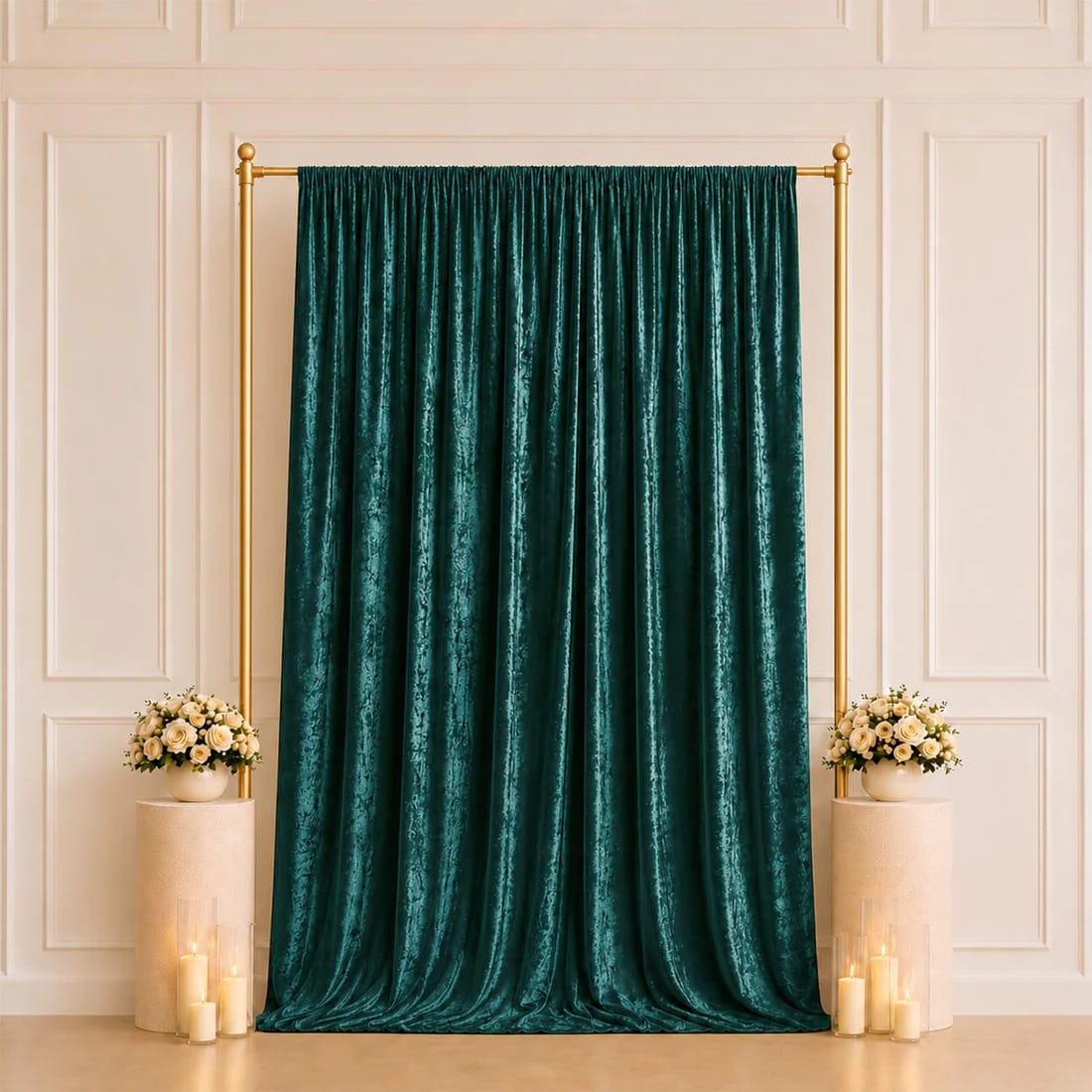 5 feet x 10 feet Crushed Velvet Backdrop Curtain 70% Blackout with Rod Pocket