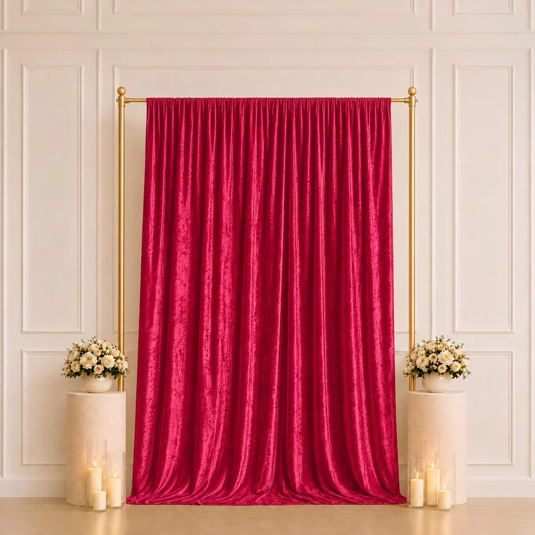 5 feet x 10 feet Crushed Velvet Backdrop Curtain 70% Blackout with Rod Pocket