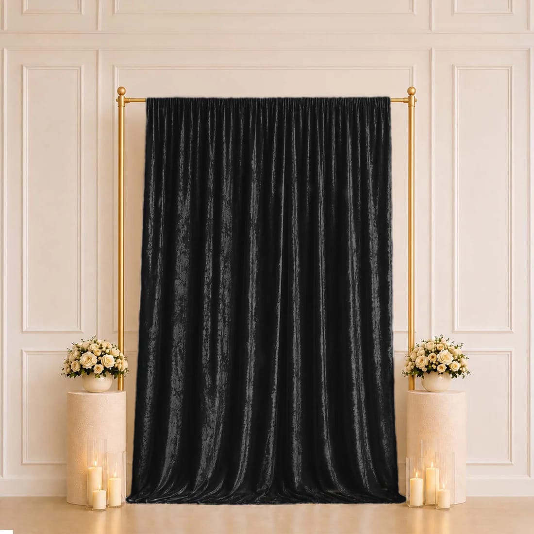5 feet x 10 feet Crushed Velvet Backdrop Curtain 70% Blackout with Rod Pocket
