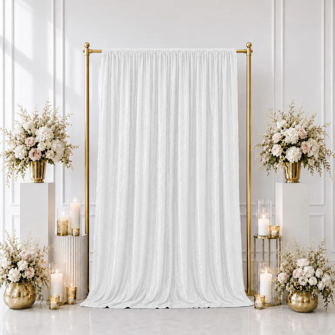 5 feet x 10 feet Crushed Velvet Backdrop Curtain 70% Blackout with Rod Pocket