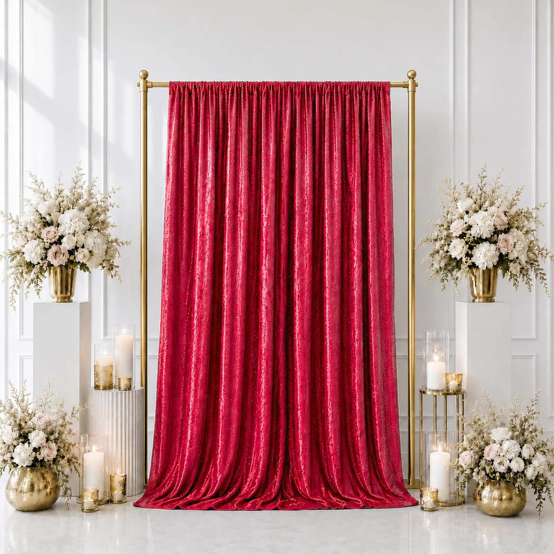 5 feet x 10 feet Crushed Velvet Backdrop Curtain 70% Blackout with Rod Pocket