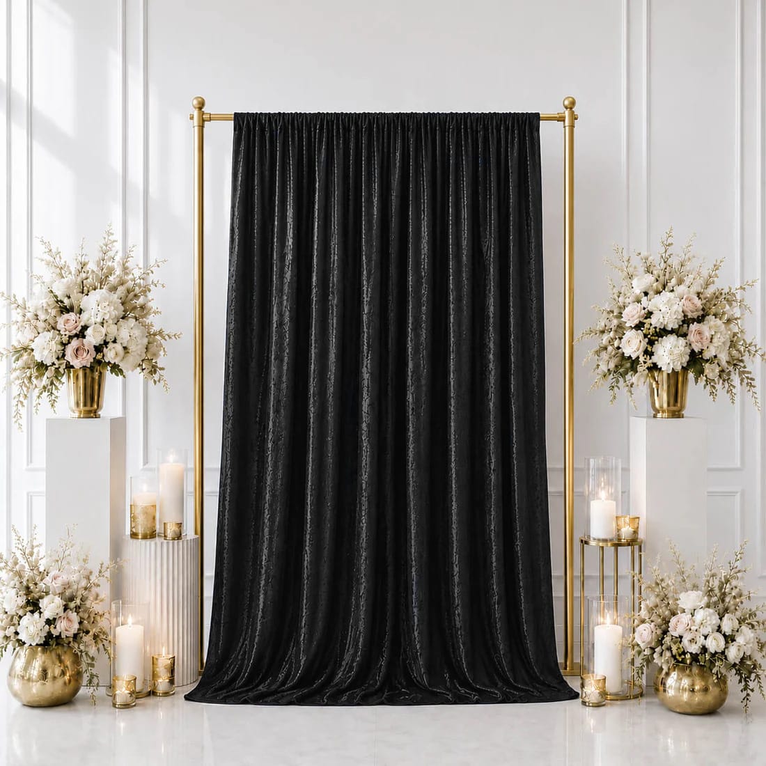 5 feet x 10 feet Crushed Velvet Backdrop Curtain 70% Blackout with Rod Pocket