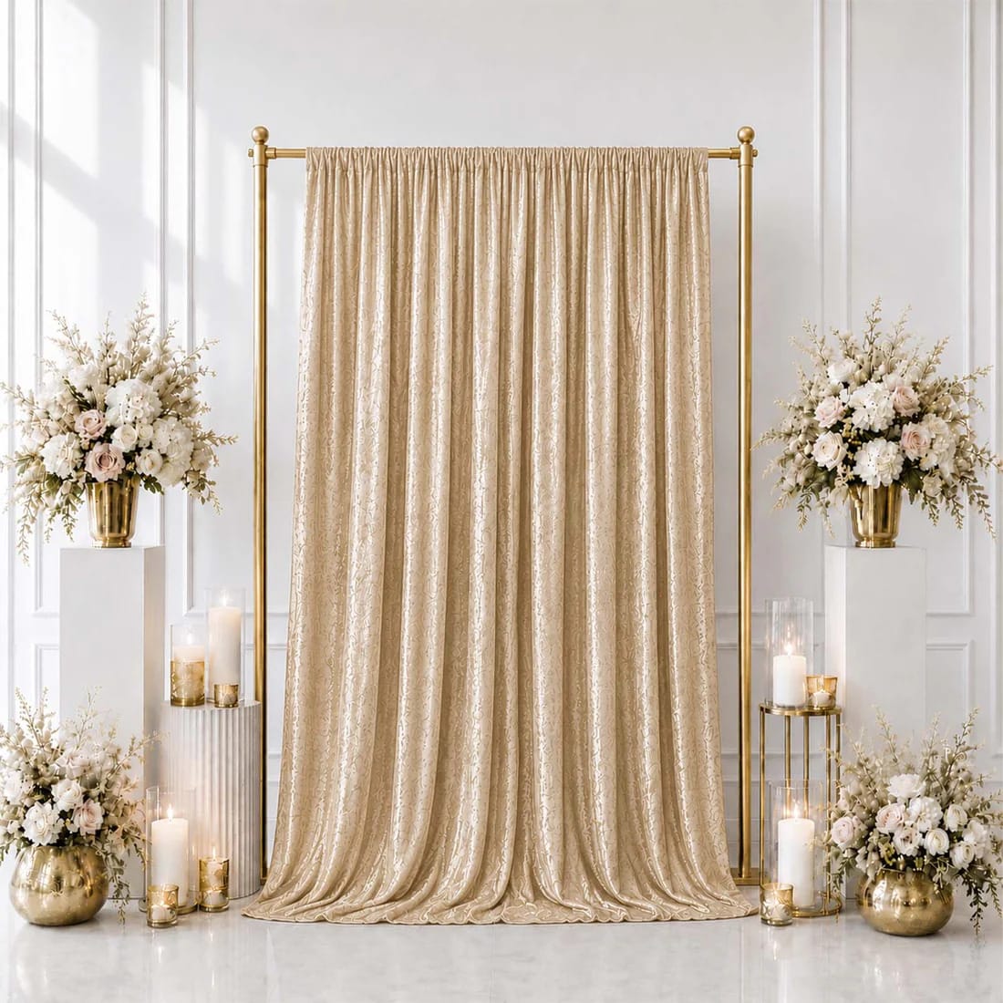 5 feet x 10 feet Crushed Velvet Backdrop Curtain 70% Blackout with Rod Pocket