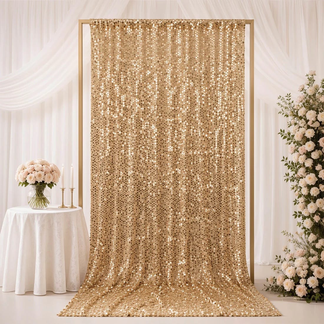 5 feet x 12 feet Big Payette Sequin Backdrop Curtain with Rod Pocket
