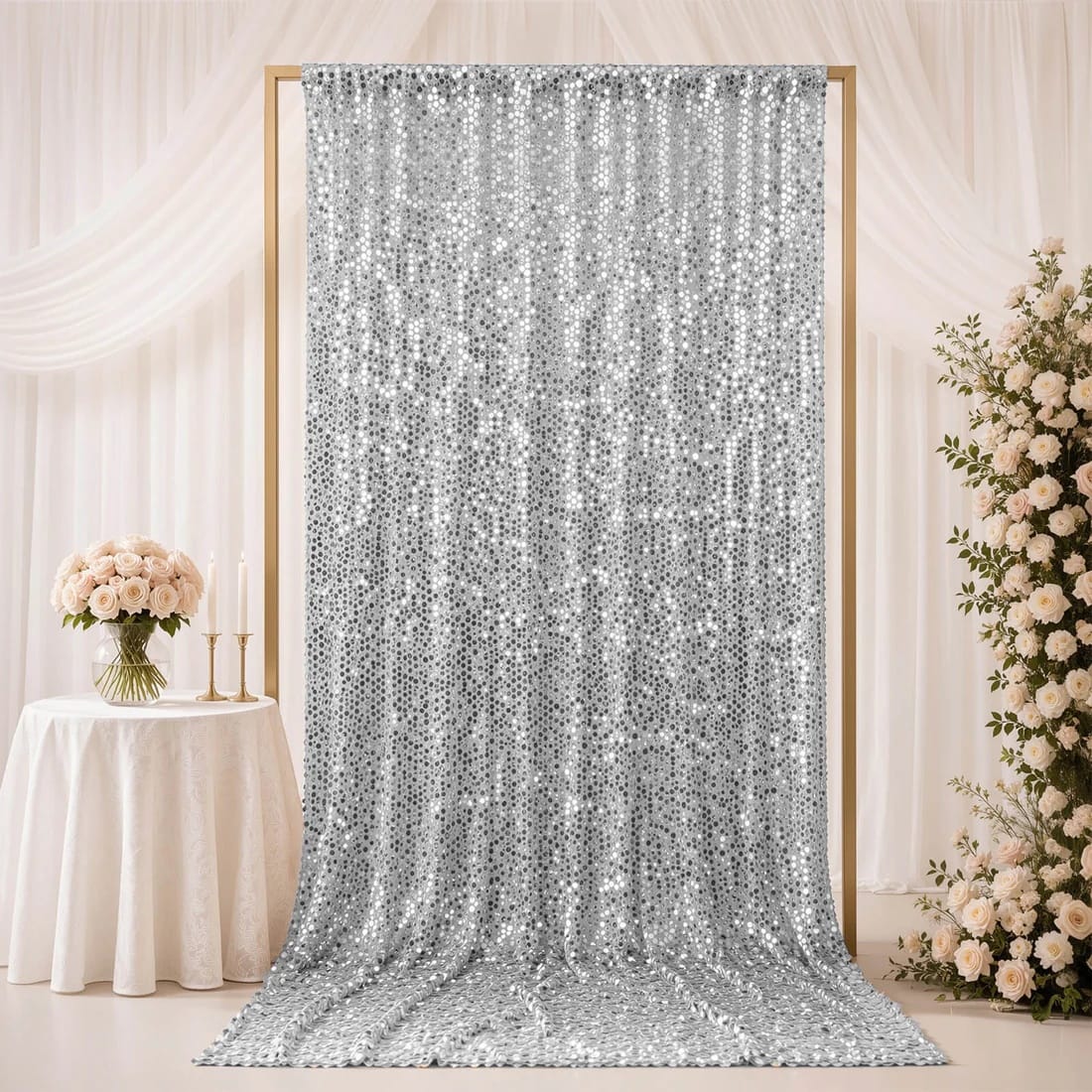 5 feet x 12 feet Big Payette Sequin Backdrop Curtain with Rod Pocket